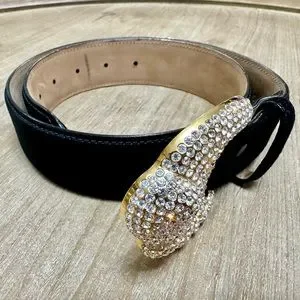Wcm | Accessories | Wcm Black Suede Belt With Rhinestones  display picture 2